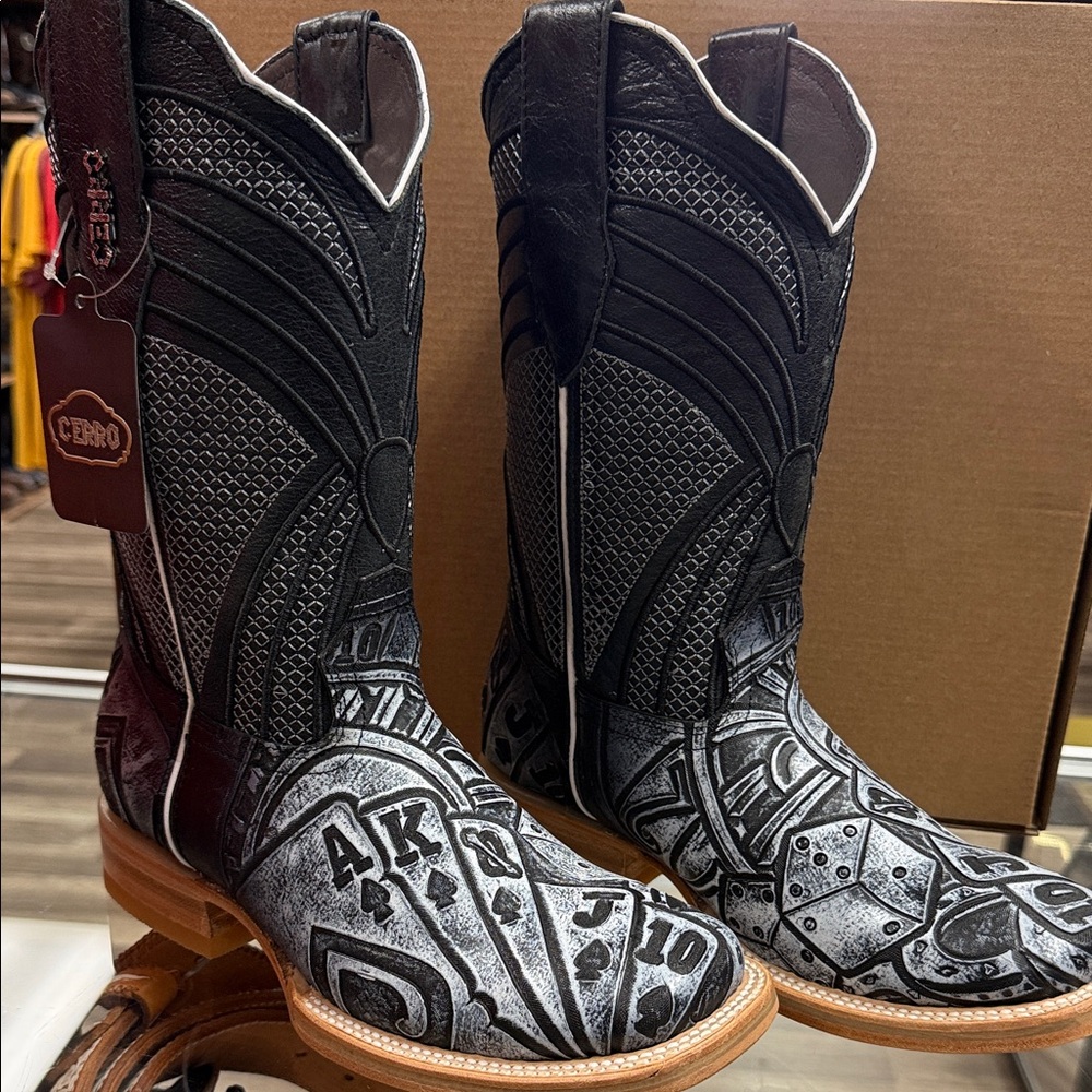 Black and Gray Western Cowboy Boots